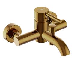 Смеситель для ванны/душа Damixa Scandinavian Pure однорычажный, настенный, излив короткий, длина 176 мм, без шланга/лейки, латунь, цвет золото