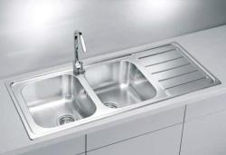 Мойка кухонная ALVEUS LINE 100 NAT-90 116х50х15 см, слив 90, врезная/встраиваемая сверху, две чаши, с крылом, нержавеющая сталь, прямоугольная, цвет нержавеющая сталь (NAT), без отверстия под смеситель