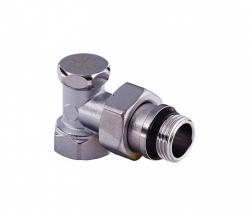 Клапан настроечный Gekon 1/2"вн/нр, угловой, с полусгоном, для радиатора отопления, латунный, никелированный, запорный  Клапан настроечный Gekon 1/2"вн/нр, угловой, с полусгоном, для радиатора отопления, латунный, никелированный, запорный