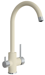Смеситель для кухни Florentina Клио, однорычажный, поворотный, керамический, с высоким изливом, высота излива 28 см, латунь, с подключением к фильтру чистой воды, цвет шампань