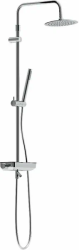 Душевая система Damixa Scandinavian Pure, высота 1050-1450 мм, цвет хром, комплект: термостатический смеситель/излив/тропический душ круглый (с верхней лейкой)/стойка/лейка/шланг, латунь/пластик