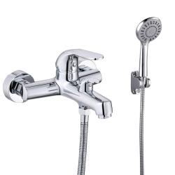 Смеситель для ванны/душа VIEIR настенный, однорычажный, неповоротный, керамический, длина излива 181 мм, латунь, цвет хром