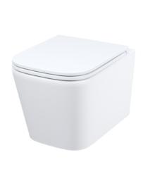 Унитаз подвесной IDDIS Bild горизонтальный (прямой, в стену) выпуск, безободковый, с быстросьемным сиденьем микролифт, с крышкой (сиденье) дюропласт, цвет белый BILRNSEi25
