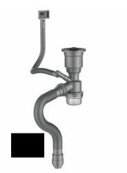 Сифон Aflorn для мойки 3 1/2" с прямоугольным переливом, бутылочный, с отводом для стиральной машины, с отводом в канализацию, цвет черный AF90101F-1