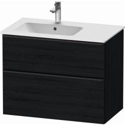 Тумба под раковину Duravit D-Neo, 81х46,2х62,5 см, подвесная, 2 выдвижных ящика, ДСП, цвет: дуб черный, шкафчик навесной, прямоугольная, правая/левая, для раковины ME by Starck # 233683, в ванную комнату