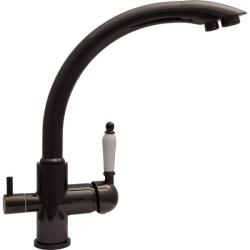 Смеситель для кухни Florentina Шале, однорычажный, поворотный, керамический, с высоким изливом, высота излива 29 см, латунь, с подключением к фильтру чистой воды, цвет графит