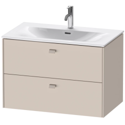 Тумба под раковину Duravit Brioso, 82х47,9х55,5 см, подвесная, 2 выдвижных ящика, ДСП, цвет: серо-коричневый, шкафчик навесной, механизм доводчика, прямоугольная, правая/левая, в ванную комнату