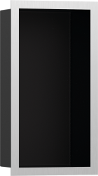 Полка Hansgrohe XtraStoris Individual 300/150/100, с дизайнерской рамой, размер 30х15х10 см, встраиваемая в нишу, форма прямоугольная, цвет матовый черный/шлифованная сталь, нержавеющая сталь, встроенная/настенная, шкаф/короб