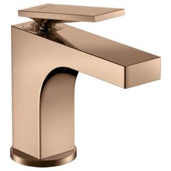 Смеситель для раковины/умывальника Axor Citterio 90, однорычажный, с рычаговой рукояткой, фиксированный излив, длина излива 11,2 см, керамический, латунь, цвет полированное красное золото, со сливным гарнитуром