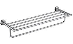 Полка Aquatek Классик с полотенцедержателем, 600х217 мм настенная, цвет хром, латунь, прямоугольная, подвесная, для душа/ванной