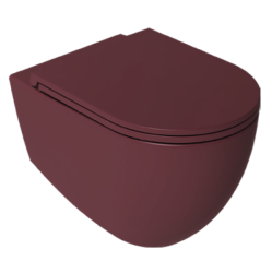 Унитаз подвесной ISVEA Infinity, 365х530х400 мм, цвет: бордовый матовый, горизонтальный (в стену) выпуск, без сиденья, безободковый, антивсплеск, под скрытый бачок