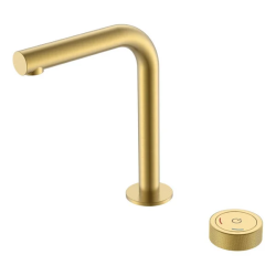 Смеситель для раковины/умывальника Boheme Tech, нажимной/автоматический, неповоротный, керамический, длина излива 140 мм, латунь, цвет золото матовое