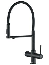 Смеситель для кухни/мойки ZorG Inox, под фильтр, однорычажный, поворотный, керамический картридж, длина излива 220 мм, сталь, цвет графит