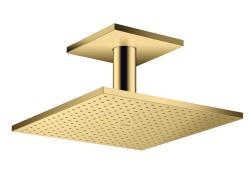 Верхний душ AXOR ShowerSolutions 300/300 2jet, с потолочным подсоединением, потолочный монтаж, квадратный, с 2 режимами, размер 30х30 см, металлический, цвет: полированное золото, для душа/ванной