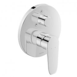 Смеситель для ванны Duravit B.1 однорычажный, скрытого монтажа, настенный/встраиваемый, лицевая часть, круглый, латунный, без излива, керамический, цвет хром, без душевого шланга/лейки, с клапаном обратного тока