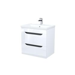 Тумба c раковиной IDDIS Ray, 610х407х610 мм, подвесная, 2 выдвижных ящика, МДФ/санфарфор, раковина накладная, прямоугольная, цвет белый глянцевый, отверстие под смеситель RAY60W0i95K