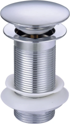 Донный клапан Aquatek AQ6000CR без перелива, цвет хром, click/clack, 66х110 мм нержавеющая сталь, для раковины/умывальника