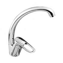 Смеситель для кухни/мойки Ledeme H01 однорычажный, керамический, с поворотным изливом, латунь, цвет хром, кухонный, хромированный, вертикальный, однорукий, одноручный, однозахватный, одноручковые, кран, комплект, сантехника, водопроводные