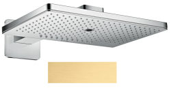 Верхний душ AXOR ShowerSolutions 460/300 3jet, с держателем, с розеткой, настенный монтаж, прямоугольный, с 3 режимами, размер 46,6х30 см, металлический, цвет: шлифованное золото, для душа/ванной