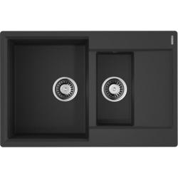 Мойка кухонная Omoikiri Daisen 78-2T-BL, две чаши, 51х78 см, врезная, из искусственного гранита (Tetogranit), прямоугольная, цвет черный, без отверстия под смеситель, с крылом, оборачиваемая, слив-перелив, врезная в столещницу, для кухни