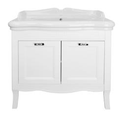 Тумба с раковиной Azario CAROLINA 90/2, 90х87х50 см, напольная, 2 распашные дверцы, МДФ/ЛДСП, прямоугольная, цвет-патина белая/раковина Victorian 90, прямоугольная, цвет белый