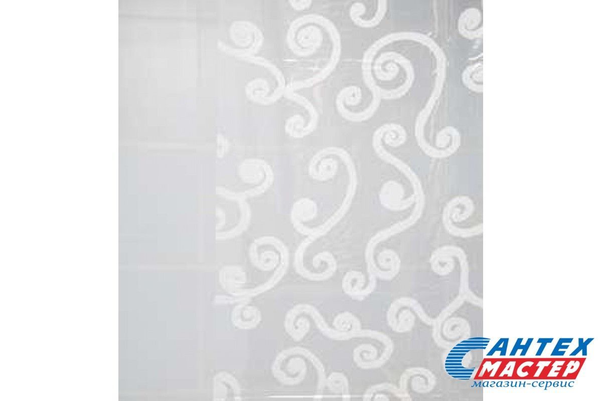 Шторка АкваЛиния для ванной комнаты ПВХ завитки HMA-0009