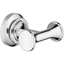 Крючок двойной Aquatek Классик настенный, латунь, форма округлая, для полотенец/халатов в ванную/туалет/душевую кабину, цвет хром