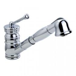 Смеситель для кухни/мойки Migliore Queen, однорычажный, керамический, с поворотным изливом, с вытяжной лейкой, длина излива 240 мм, латунь, цвет хром