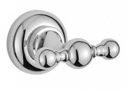Крючок двойной Cezares APHRODITE, настенный, металл, форма округлая, для полотенец в ванную/туалет/душевую кабину, цвет: хром