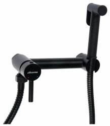 Смеситель с гигиеническим душем Accoona, настенный, однорычажный, керамический, без излива, с гибким шлангом/лейкой, латунь, цвет черный