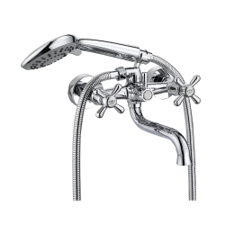 Смеситель для ванны/душа VIEIR настенный, двухвентильный, поворотный, латунный, длина излива 200 мм, латунь, цвет хром