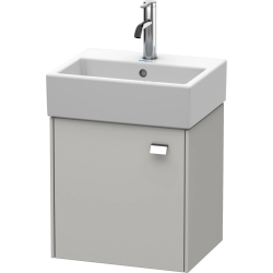 Тумба под раковину Duravit Brioso, 43,4х33,9х44,2 см, подвесная, с распашной дверцей, ДСП, цвет: бетонно-серый/хром, шкафчик навесной, прямоугольная, левая, в ванную комнату