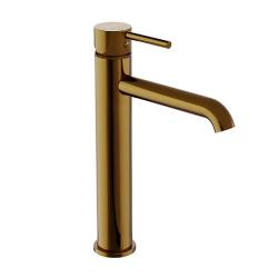 Смеситель для раковины/умывальника Damixa Scandinavian Pure высокий, однорычажный, неповоротный, керамический, длина излива 170 мм, латунь, цвет золото