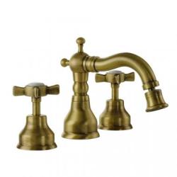 Смеситель для биде Migliore Princeton, двухвентильный, на 3 отверстия, поворотный, длина 130 мм, керамический, латунь, цвет бронза