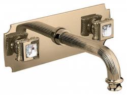 Смеситель для раковины Cezares Olimp, встраиваемый, двухвентильный, длина излива 175 мм, неповоротный, керамический, латунь, цвет бронза, без донного клапана, внутренний/скрытый монтаж