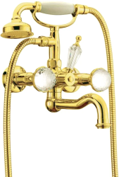Смеситель для ванны/душа Boheme Imperiale Presente, двухвентильный, настенный, керамический, поворотный, длина излива 152 мм, латунь, цвет золото