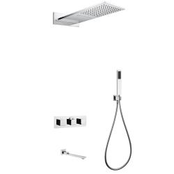Душевая система ABBER Daheim встраиваемая, цвет хром, комплект: термостатический смеситель/излив/тропический душ (с верхней лейкой)/лейка/шланг, внутренний (скрытый) монтаж AF8253
