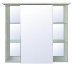 Зеркальный шкаф Loranto Модерн 80, 80х82 см, подвесной, цвет белый, зеркало, с подсветкой LED/ЛЭД, с полками, прямоугольный, левый/правый, левосторонний/правосторонний