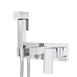 Смеситель с гигиеническим душем Splenka S01.52 встраиваемый, однорычажный, керамический, без излива, с гибким шлангом/лейкой, латунь/пластик, цвет хром