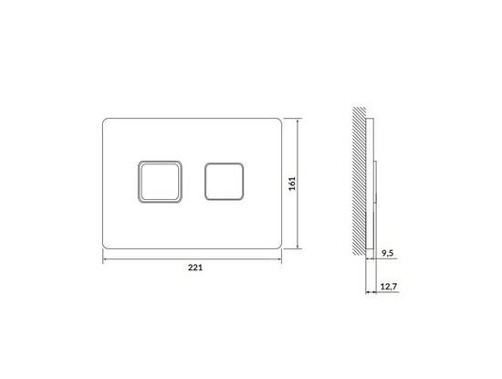 Кнопка смыва Cersanit ACCENTO SQUARE для AQUA 50, двойной смыв, золотой глянцевый, клавиша управления для сливного бачка, инсталляции унитаза, двойная, пневматическая, панель, универсальная, размер 220х10х160 мм