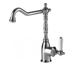 Смеситель для кухни/мойки Bravat Art, однорычажный, керамический, с поворотным изливом, длина излива 232 мм, латунь, цвет хром