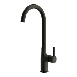 Смеситель для кухни/мойки Cersanit Elio однорычажный, поворотный излив, керамический, высота 283 мм, длина 181 мм, латунь, цвет черный матовый