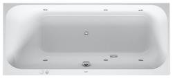 Ванна Duravit Happy D.2 170х70 см гидромассажная, встраиваемая, акриловая, цвет: белый, с ножками/сливом-переливом, без фронтальной панели, прямоугольная, с системой гидромассажа Combi-System E, c наклоном для спины слева, левая