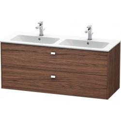 Тумба под раковину Duravit Brioso, 129х47,9x55,3 см, подвесная, 2 выдвижных ящика, ДСП, цвет: орех темный/хром, шкафчик навесной, механизм доводчика, прямоугольная, правая/левая, в ванную комнату