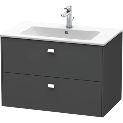 Тумба под раковину Duravit Brioso, 82х47,9x55,3 см, подвесная, 2 выдвижных ящика, ДСП, цвет: графит матовый/хром, шкафчик навесной, механизм доводчика, прямоугольная, правая/левая, в ванную комнату