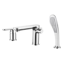 Смеситель для ванны/душа Accoona, на борт ванны, однорычажный, неповоротный, керамический, длина излива 212 мм, латунь, цвет хром