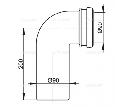 Колено Alcaplast выпускное 90/90 M908 для подвесного унитаза скрытых систем инсталляции