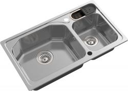 Мойка Oulin 81х46 см, врезная, двойная/две чаши, из нержавеющей стали, прямоугольная, с отверстием под смеситель, слив-перелив, для кухни Мойка Oulin 81х46 см, врезная, двойная/две чаши, из нержавеющей стали, прямоугольная, с отверстием под смеситель, слив-перелив, для кухни