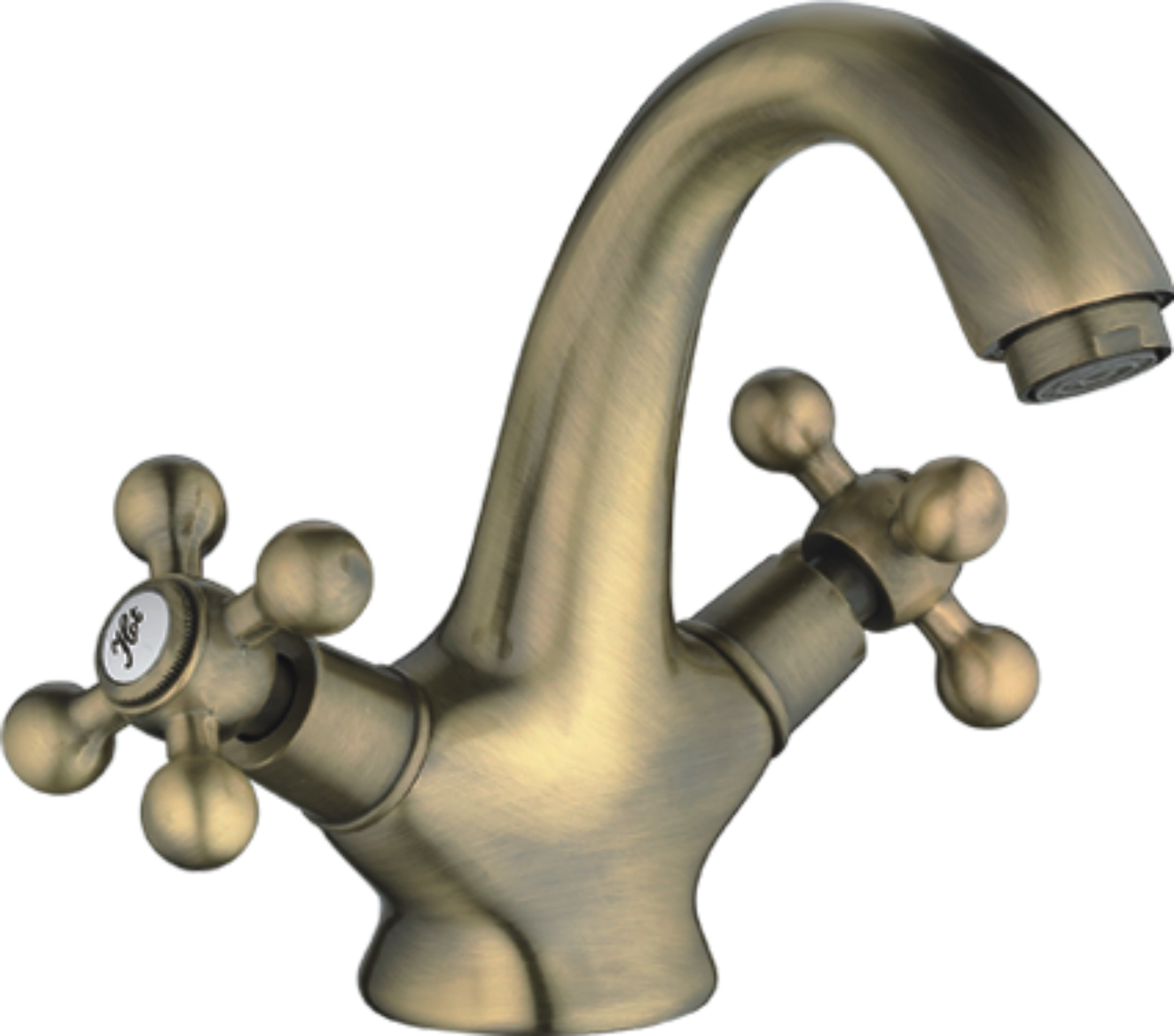 Смеситель для умывальника HAIBA двухвентильный, неповоротный, латунный, длина 183 мм, латунь, цвет бронза