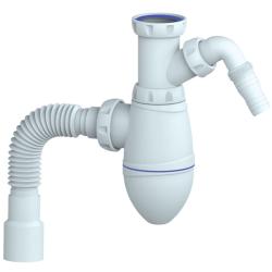 Сифон Unicorn для умывальника 1 1/4"х32 без выпуска, отвод для стиральной машины, гибкий отвод в канализацию 32×32/40 мм М520V
